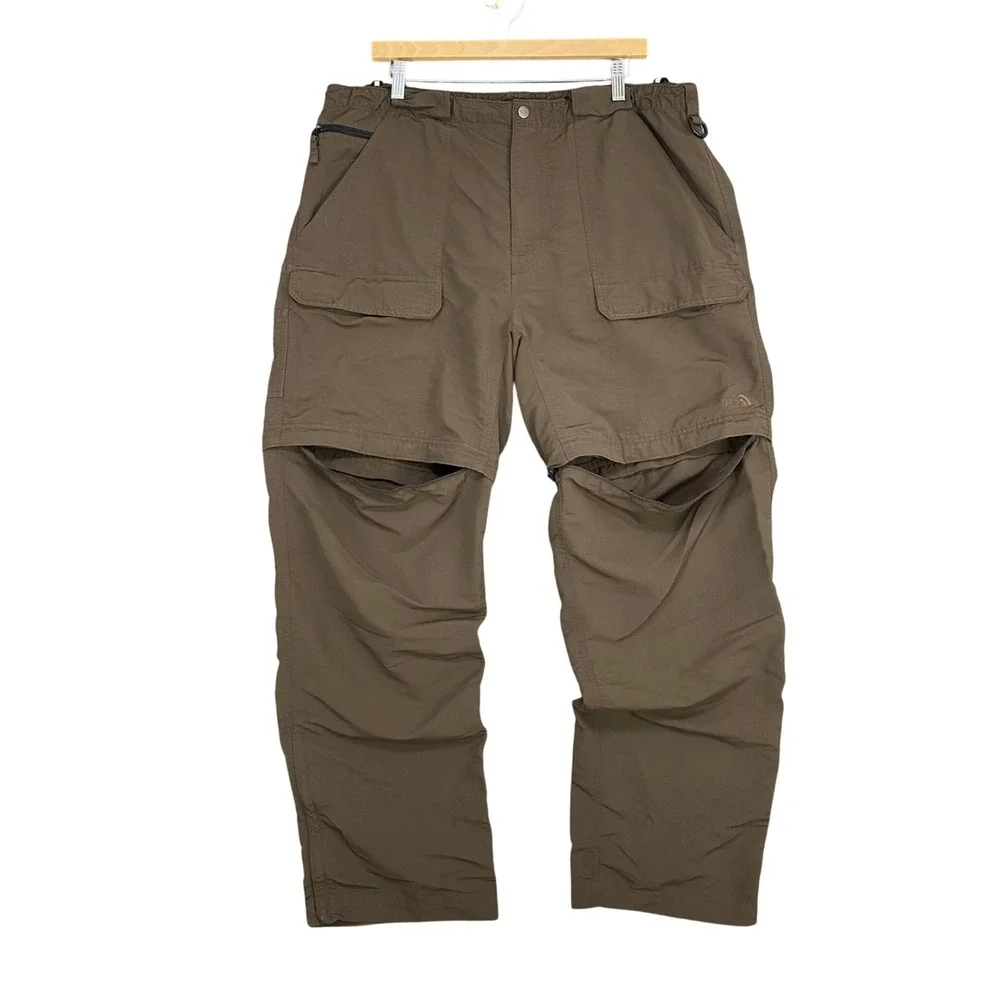 VTG The North Face Pants Mens XL A146 Brown Convertible Cargo Hiking Excellent